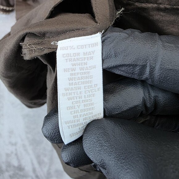 I. Magnin Shirt Womens Medium Brown Embroidered Tunic Boho 3/4 Sleeve Split Neck - Picture 9 of 10